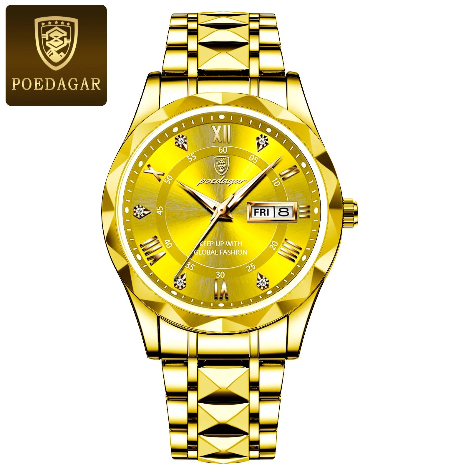 POEDAGAR Top Luxury Men Quartz Watch For Men Sports Waterproof Luminous Stainless Steel Date Week Men's Watches Male Clock reloj