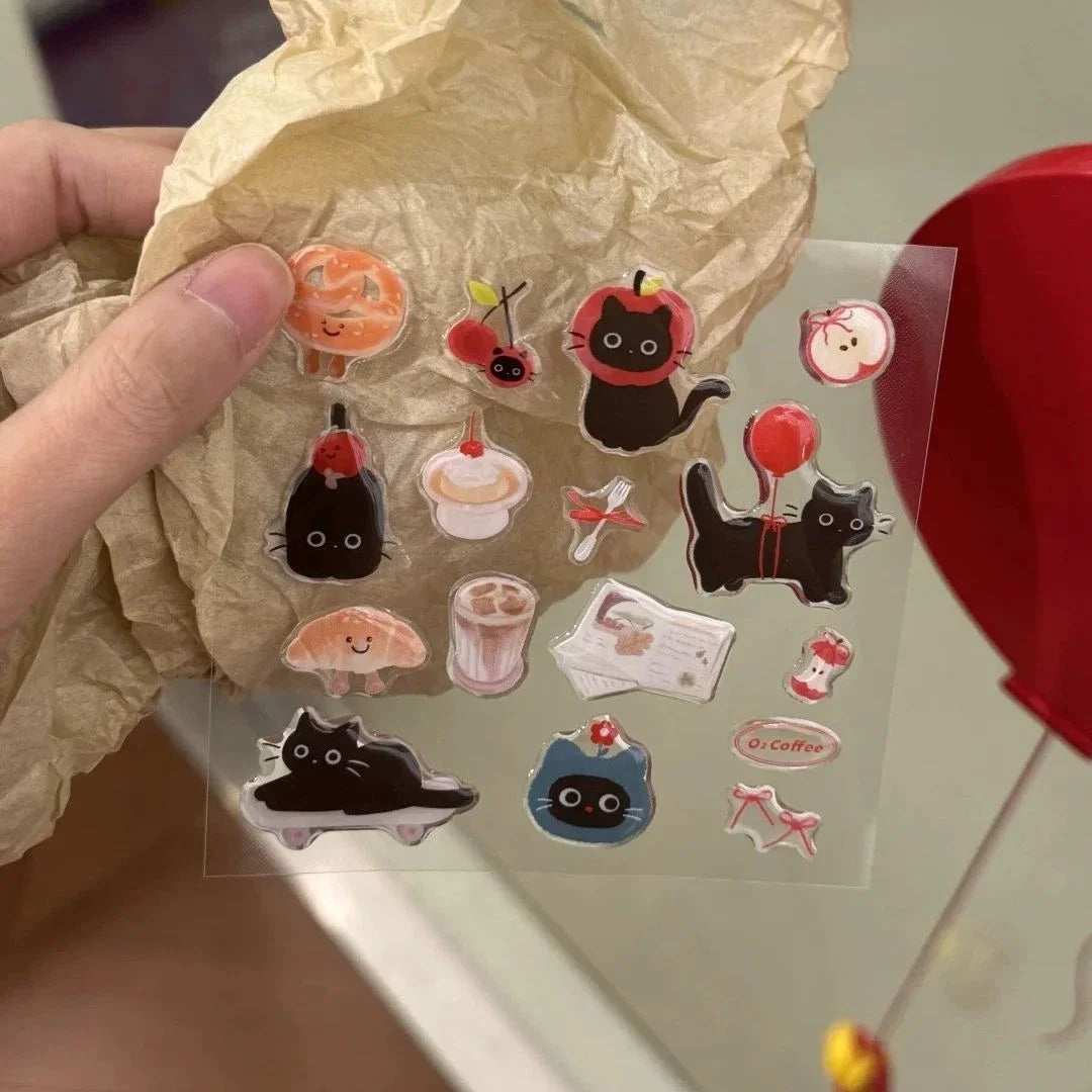 Cute Cartoon Bird Cake 3D Jelly Stickers Epoxy Resin Relief Decal DIY Waterproof Lovely Decoration for Phone Case Tablet Laptops