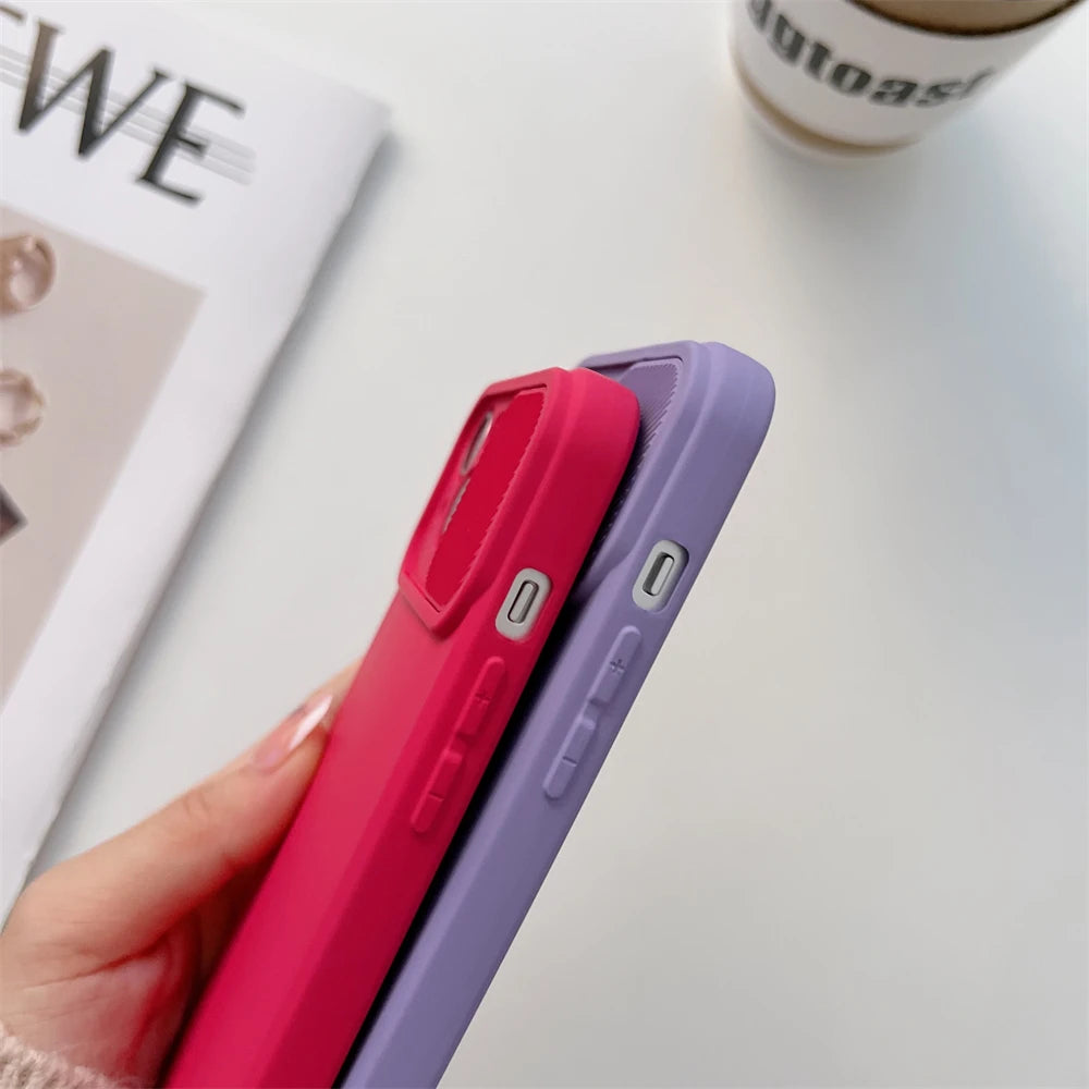 Slide Camera Protection Candy Color Soft Silicone Phone Case For iPhone 17 16 15 14 13 12 11 Pro XS Max X XR Plus Bumper Cover