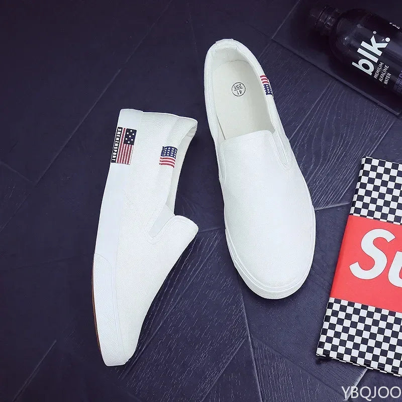 Men Casual Shoes Canvas Luxury  Mens Loafers Breathable Slip on FlatsMale Vulcanized Shoes White Driving Shoes Plus Size 47