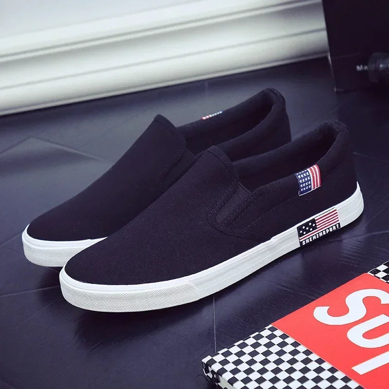 Men Casual Shoes Canvas Luxury  Mens Loafers Breathable Slip on FlatsMale Vulcanized Shoes White Driving Shoes Plus Size 47