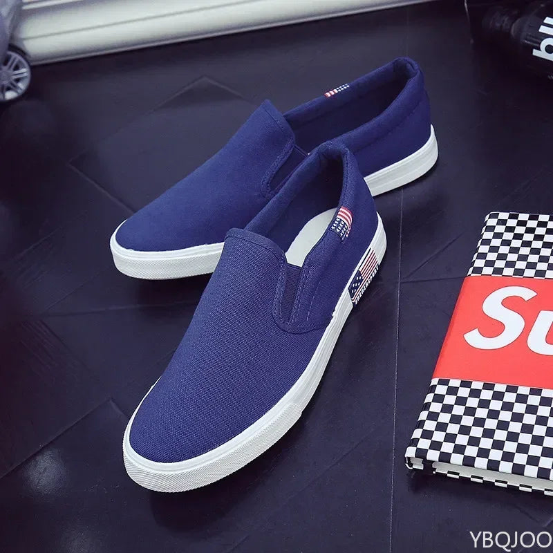 Men Casual Shoes Canvas Luxury  Mens Loafers Breathable Slip on FlatsMale Vulcanized Shoes White Driving Shoes Plus Size 47