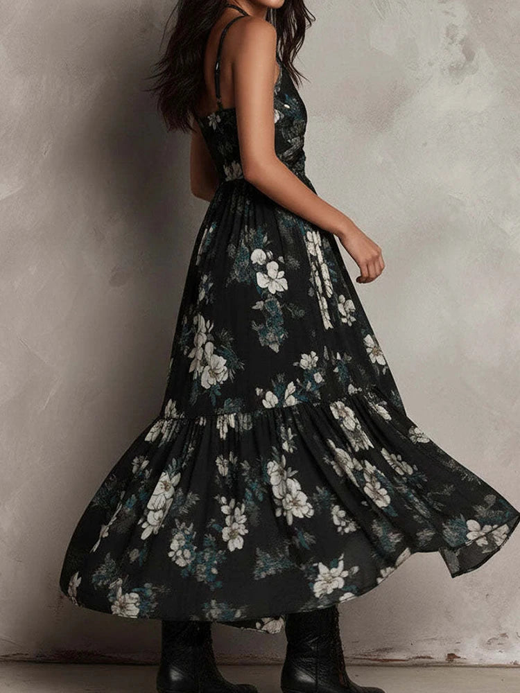 Sleeveless Simple Spring Summer Maxi Dress, Women Patchwork Print Elegant Party Dress, Sexy Backless Ruffles Lady Dress Vestido