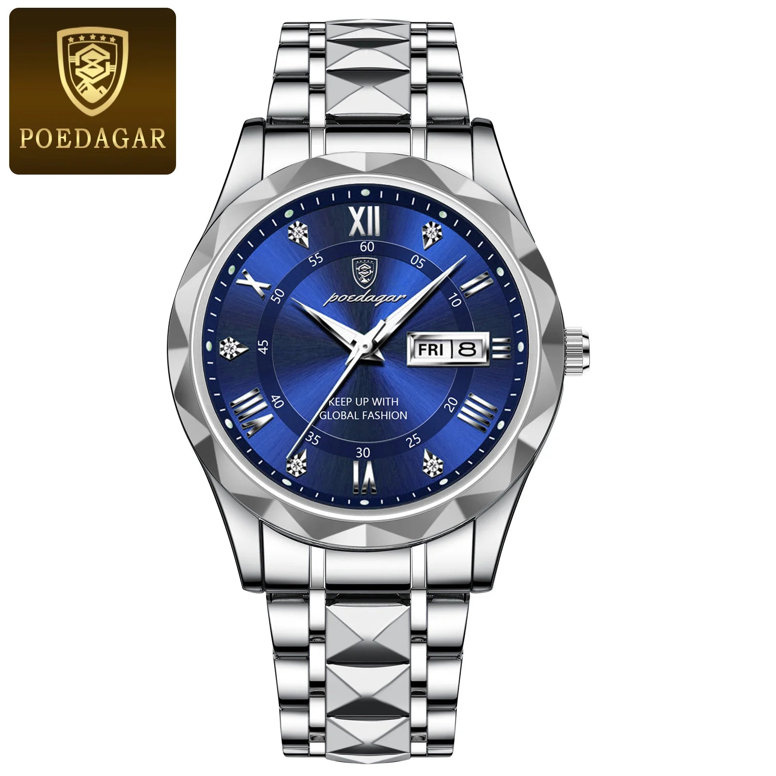 POEDAGAR Top Luxury Men Quartz Watch For Men Sports Waterproof Luminous Stainless Steel Date Week Men's Watches Male Clock reloj
