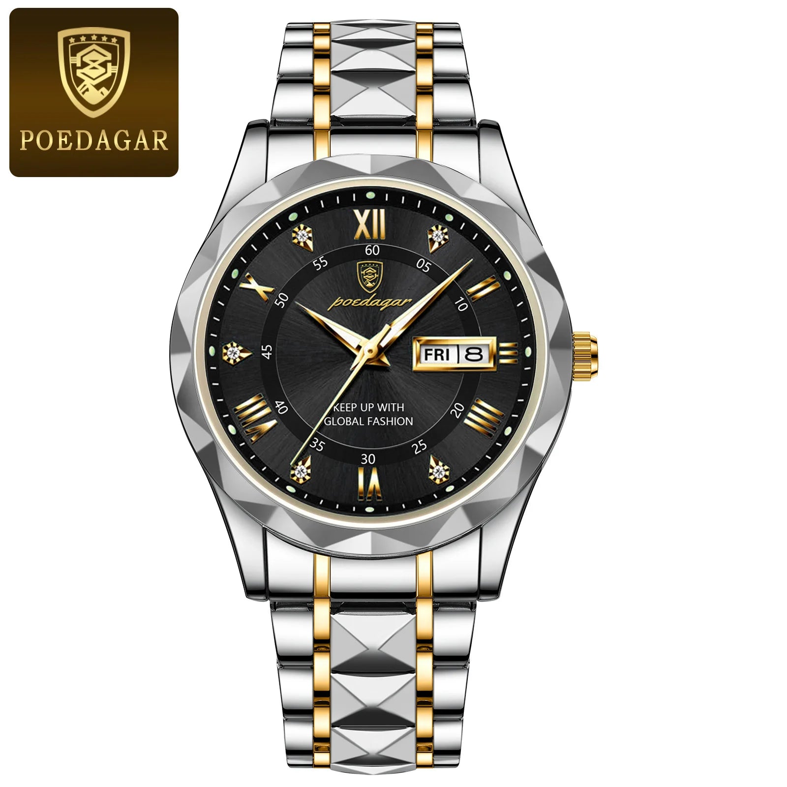 POEDAGAR Top Luxury Men Quartz Watch For Men Sports Waterproof Luminous Stainless Steel Date Week Men's Watches Male Clock reloj