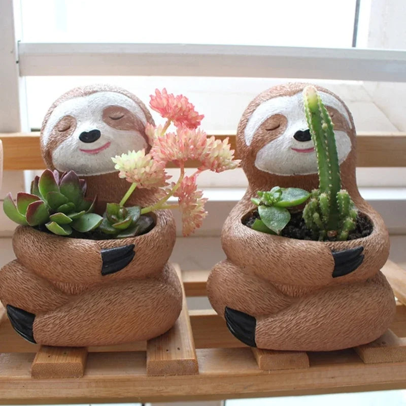 Flower Pot Silicone Mold Succulent Planter Concrete Mold Sloth Concrete Cement Mold for DIY Pen Holder,Home Decorations