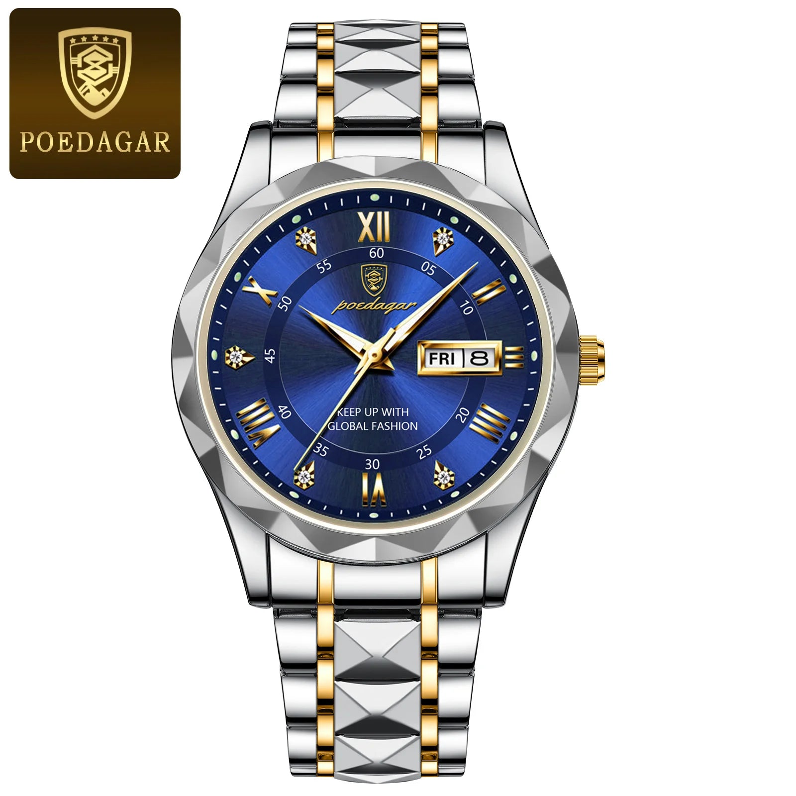 POEDAGAR Top Luxury Men Quartz Watch For Men Sports Waterproof Luminous Stainless Steel Date Week Men's Watches Male Clock reloj