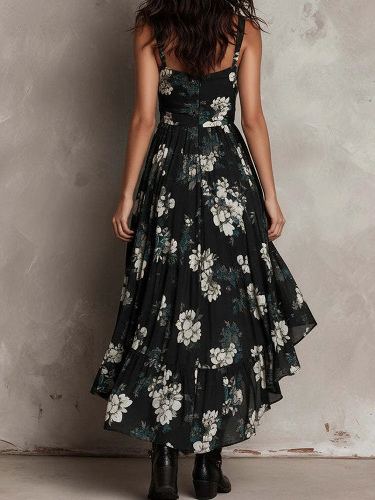 Sleeveless Simple Spring Summer Maxi Dress, Women Patchwork Print Elegant Party Dress, Sexy Backless Ruffles Lady Dress Vestido