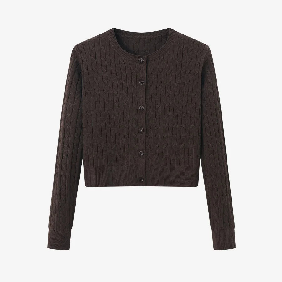 AS AW25 new design knitting cable cardigan + ribbing mockneck dress maxi length match for lady wear