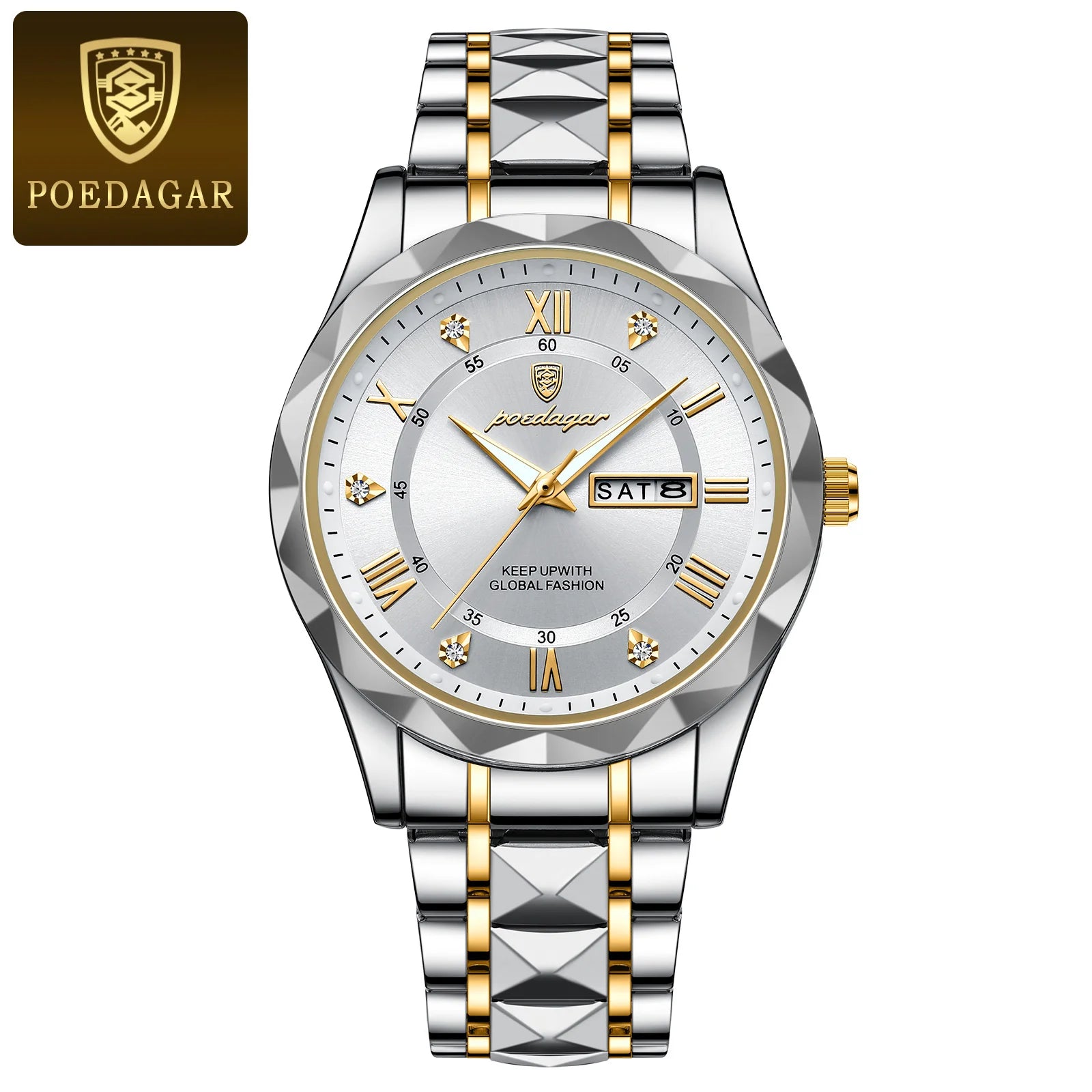 POEDAGAR Top Luxury Men Quartz Watch For Men Sports Waterproof Luminous Stainless Steel Date Week Men's Watches Male Clock reloj