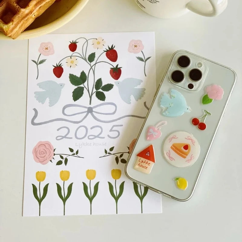Cute Cartoon Bird Cake 3D Jelly Stickers Epoxy Resin Relief Decal DIY Waterproof Lovely Decoration for Phone Case Tablet Laptops