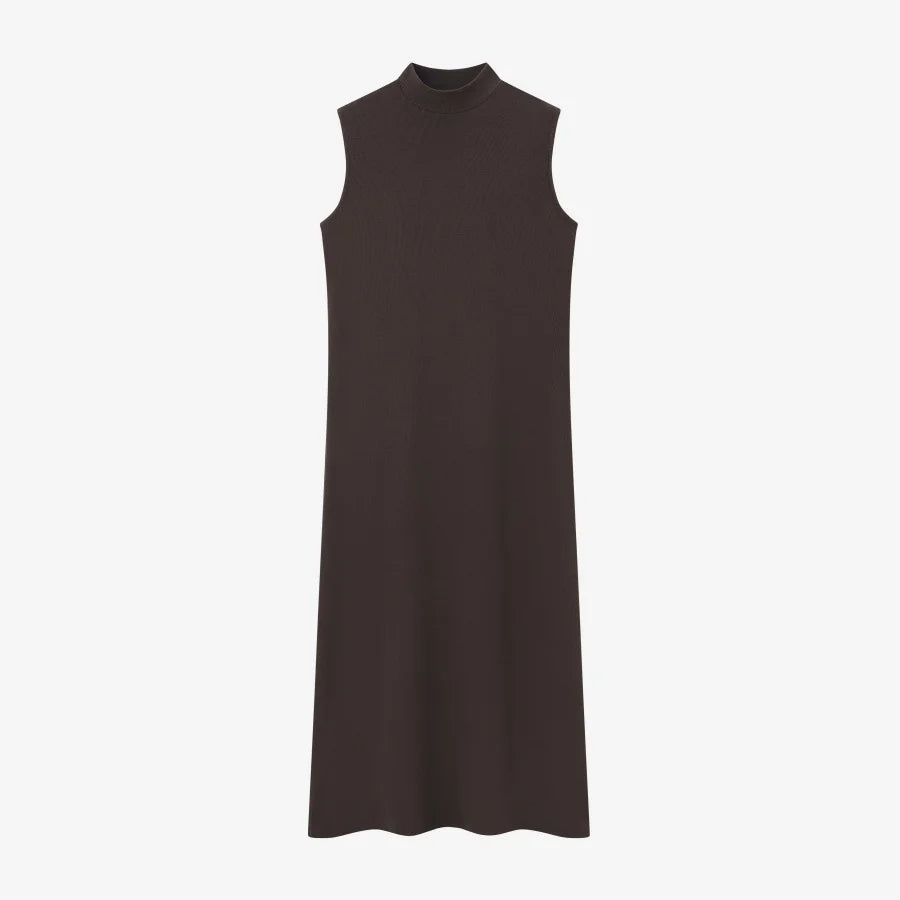 AS AW25 new design knitting cable cardigan + ribbing mockneck dress maxi length match for lady wear