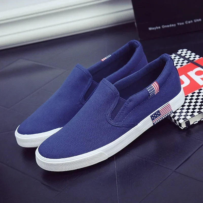 Men Casual Shoes Canvas Luxury  Mens Loafers Breathable Slip on FlatsMale Vulcanized Shoes White Driving Shoes Plus Size 47