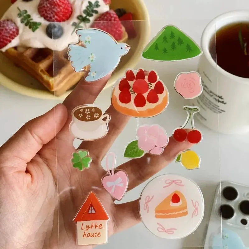 Cute Cartoon Bird Cake 3D Jelly Stickers Epoxy Resin Relief Decal DIY Waterproof Lovely Decoration for Phone Case Tablet Laptops